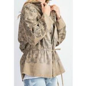 Womens Easel Paisley Drawstring Utility Jacket